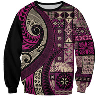 Vintage Samoa Siapo Mamanu Sweatshirt Pink Samoan Tapa Motif LT9 Unisex Pink - Polynesian Pride