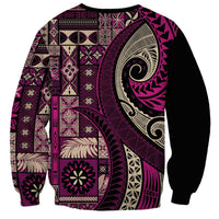 Vintage Samoa Siapo Mamanu Sweatshirt Pink Samoan Tapa Motif LT9 - Polynesian Pride