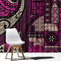 Vintage Samoa Siapo Mamanu Window Curtain Pink Samoan Tapa Motif - Polynesian Pride