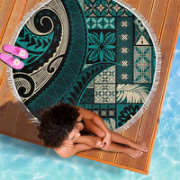 Vintage Samoa Siapo Mamanu Beach Blanket Teal Samoan Tapa Motif LT9 - Polynesian Pride