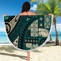 Vintage Samoa Siapo Mamanu Beach Blanket Teal Samoan Tapa Motif LT9 - Polynesian Pride