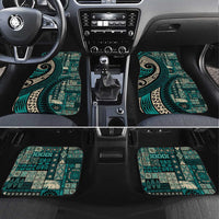 Vintage Samoa Siapo Mamanu Car Mats Teal Samoan Tapa Motif LT9 Set 4pcs Teal - Polynesian Pride