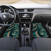 Vintage Samoa Siapo Mamanu Car Mats Teal Samoan Tapa Motif LT9 Set 2pcs - Front Teal - Polynesian Pride