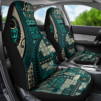 Vintage Samoa Siapo Mamanu Car Seat Cover Teal Samoan Tapa Motif - Polynesian Pride