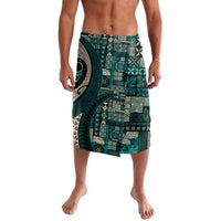 Vintage Samoa Siapo Mamanu Lavalava Teal Samoan Tapa Motif LT9 Teal - Polynesian Pride