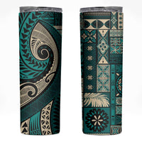 Vintage Samoa Siapo Mamanu Skinny Tumbler Teal Samoan Tapa Motif - Polynesian Pride