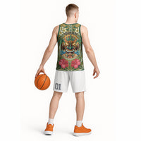 Hawaii Tiki Mask Personalized Basketball Jersey Mele Kalikimaka i Iulai!