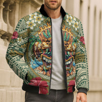 Hawaii Tiki Mask Personalized Bomber Puffer Jacket Mele Kalikimaka i Iulai!