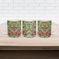 Hawaii Tiki Mask Personalized Ceramic Mug Mele Kalikimaka i Iulai! LT9 - Polynesian Pride