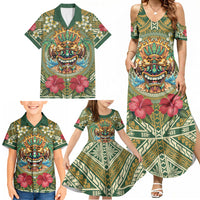 Hawaii Tiki Mask Personalized Family Matching Summer Maxi Dress and Hawaiian Shirt Mele Kalikimaka i Iulai! LT9 - Polynesian Pride