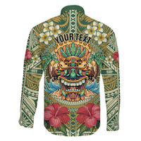 Hawaii Tiki Mask Personalized Family Matching Summer Maxi Dress and Hawaiian Shirt Mele Kalikimaka i Iulai! LT9 Son's Shirt Green - Polynesian Pride