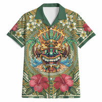 Hawaii Tiki Mask Personalized Hawaiian Shirt Mele Kalikimaka i Iulai! LT9 Green - Polynesian Pride