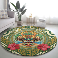 Hawaii Tiki Mask Round Carpet Mele Kalikimaka i Iulai! LT9 - Polynesian Pride