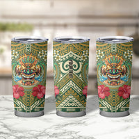Hawaii Tiki Mask Personalized Tumbler Cup Mele Kalikimaka i Iulai! LT9 - Polynesian Pride