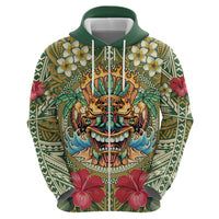 Hawaii Tiki Mask Personalized Zip Hoodie Mele Kalikimaka i Iulai!