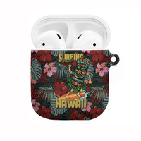 Hawaii Tiki Surfing AirPods Case Mele Kalikimaka i Iulai! LT9 Black - Polynesian Pride