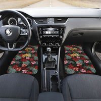 Hawaii Tiki Surfing Car Mats Mele Kalikimaka i Iulai! LT9 Set 2pcs - Front Black - Polynesian Pride