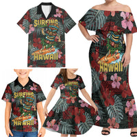 Hawaii Tiki Surfing Family Matching Off Shoulder Maxi Dress and Hawaiian Shirt Mele Kalikimaka i Iulai! LT9 - Polynesian Pride
