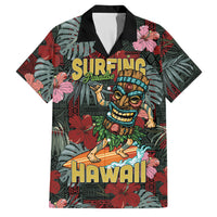 Hawaii Tiki Surfing Family Matching Short Sleeve Bodycon Dress and Hawaiian Shirt Mele Kalikimaka i Iulai! LT9 Dad's Shirt - Short Sleeve Black - Polynesian Pride