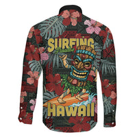 Hawaii Tiki Surfing Family Matching Short Sleeve Bodycon Dress and Hawaiian Shirt Mele Kalikimaka i Iulai! LT9 Son's Shirt Black - Polynesian Pride