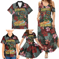 Hawaii Tiki Surfing Family Matching Summer Maxi Dress and Hawaiian Shirt Mele Kalikimaka i Iulai! LT9 - Polynesian Pride