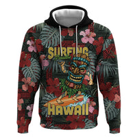 Hawaii Tiki Surfing Hoodie Mele Kalikimaka i Iulai! LT9 Pullover Hoodie Black - Polynesian Pride