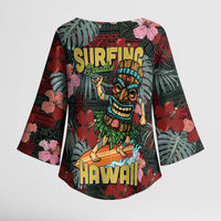 Hawaii Tiki Surfing Kimono Sleeve Blouse Mele Kalikimaka i Iulai!