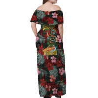 Hawaii Tiki Surfing Off Shoulder Maxi Dress Mele Kalikimaka i Iulai! LT9 - Polynesian Pride