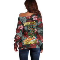 Hawaii Tiki Surfing Off Shoulder Sweater Mele Kalikimaka i Iulai! LT9 - Polynesian Pride