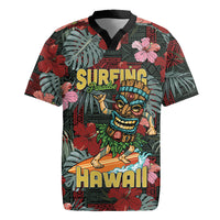 Hawaii Tiki Surfing Rugby Jersey Mele Kalikimaka i Iulai! LT9 Black - Polynesian Pride