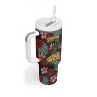 Hawaii Tiki Surfing Tumbler With Handle Mele Kalikimaka i Iulai!