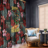 Hawaii Tiki Surfing Window Curtain Mele Kalikimaka i Iulai!