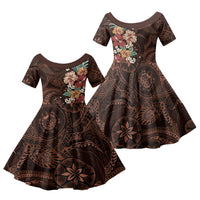 Kanoa Hawai'i Hibiscus Family Matching Mermaid Dress and Hawaiian Shirt Polynesian Tribal Tattoo Pattern Floral Elements