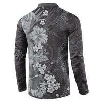 Pauli Hawai'i Hibiscus Button Sweatshirt Polynesian Tribal Tattoo Pattern Floral Elements