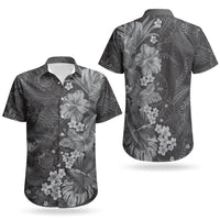 Pauli Hawai'i Hibiscus Couples Matching Short Sleeve Bodycon Dress and Hawaiian Shirt Polynesian Tribal Tattoo Pattern Floral Elements LT9 - Polynesian Pride