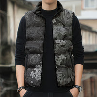 Pauli Hawai'i Hibiscus Sleeveless Puffer Jacket Polynesian Tribal Tattoo Pattern Floral Elements LT9 - Polynesian Pride