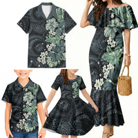 Pauliuli Hawai'i Hibiscus Family Matching Mermaid Dress and Hawaiian Shirt Polynesian Tribal Tattoo Pattern Floral Elements LT9 - Polynesian Pride