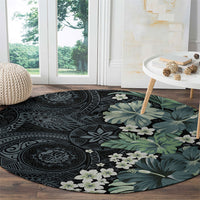 Pauliuli Hawai'i Hibiscus Round Carpet Polynesian Tribal Tattoo Pattern Floral Elements LT9 - Polynesian Pride