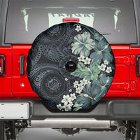 Pauliuli Hawai'i Hibiscus Spare Tire Cover Polynesian Tribal Tattoo Pattern Floral Elements