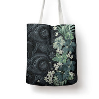 Pauliuli Hawai'i Hibiscus Tote Bag Polynesian Tribal Tattoo Pattern Floral Elements LT9 - Polynesian Pride