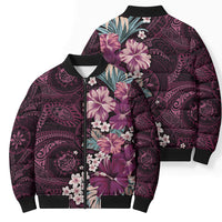 Poni Mama Hawai'i Hibiscus Bomber Puffer Jacket Polynesian Tribal Tattoo Pattern Floral Elements LT9 - Polynesian Pride