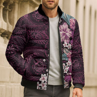 Poni Mama Hawai'i Hibiscus Bomber Puffer Jacket Polynesian Tribal Tattoo Pattern Floral Elements LT9 - Polynesian Pride