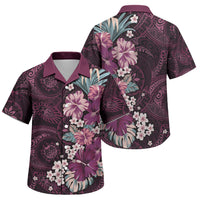 Poni Mama Hawai'i Hibiscus Family Matching Long Sleeve Bodycon Dress and Hawaiian Shirt Polynesian Tribal Tattoo Pattern Floral Elements LT9 Son's Shirt Pink - Polynesian Pride