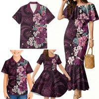 Poni Mama Hawai'i Hibiscus Family Matching Mermaid Dress and Hawaiian Shirt Polynesian Tribal Tattoo Pattern Floral Elements LT9 - Polynesian Pride