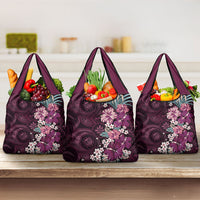 Poni Mama Hawai'i Hibiscus Grocery Bag Polynesian Tribal Tattoo Pattern Floral Elements