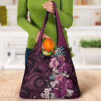 Poni Mama Hawai'i Hibiscus Grocery Bag Polynesian Tribal Tattoo Pattern Floral Elements