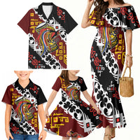 Personalised Papua New Guinea Bird Drum Family Matching Mermaid Dress and Hawaiian Shirt Papuan Batik Motif LT9 - Polynesian Pride