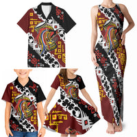 Personalised Papua New Guinea Bird Drum Family Matching Tank Maxi Dress and Hawaiian Shirt Papuan Batik Motif LT9 - Polynesian Pride