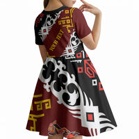 Personalised Papua New Guinea Bird Drum Kid Short Sleeve Dress Papuan Batik Motif
