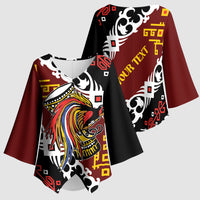 Personalised Papua New Guinea Bird Drum Kimono Sleeve Blouse Papuan Batik Motif